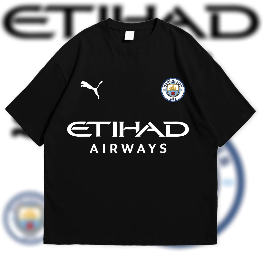 Manchester City Black and Cream T-Shirt