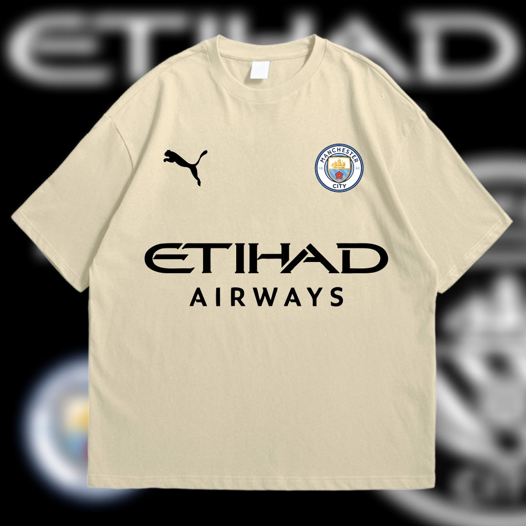 Manchester City Black and Cream T-Shirt