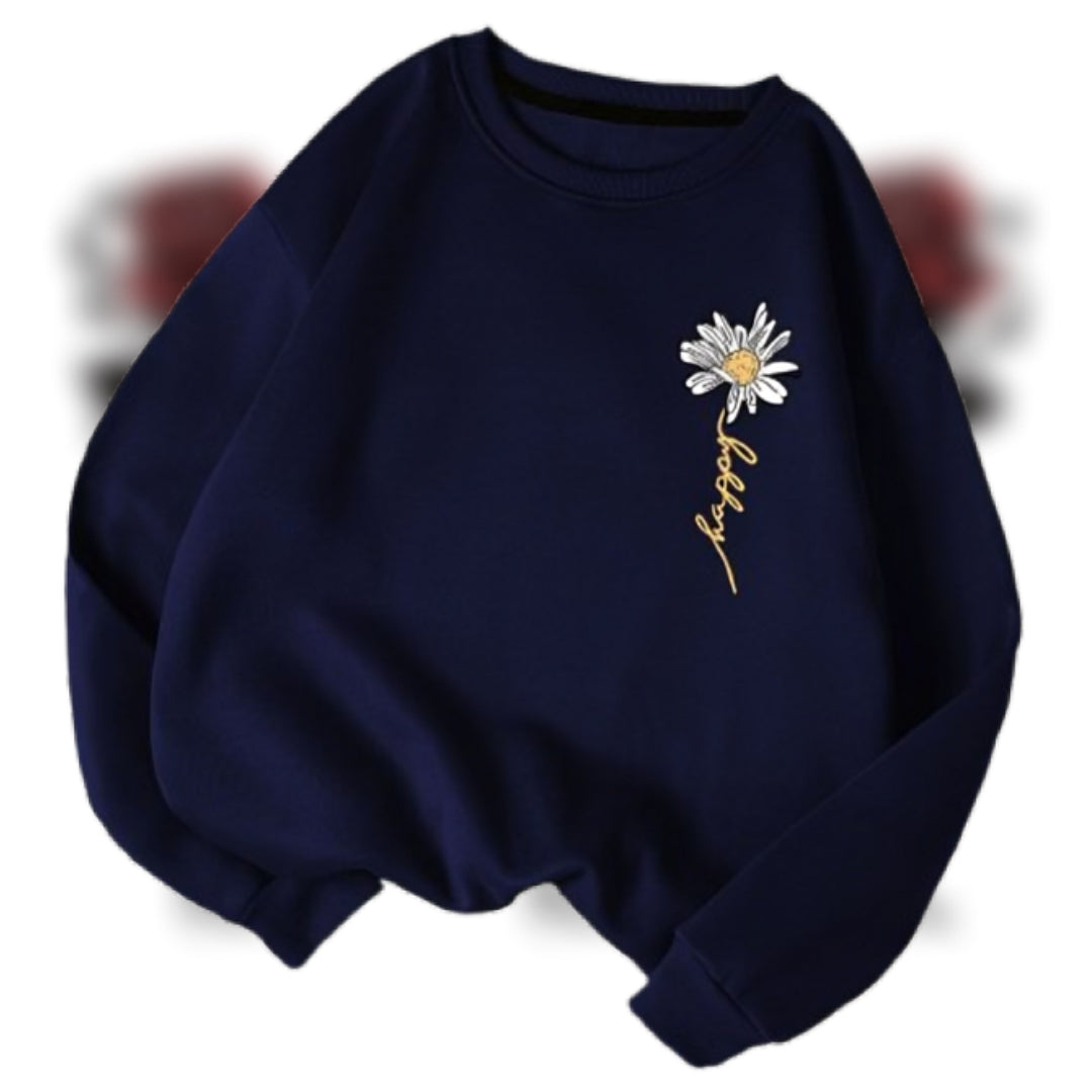 SweatsBlack Daisy Embroidered Sweatshirthirt