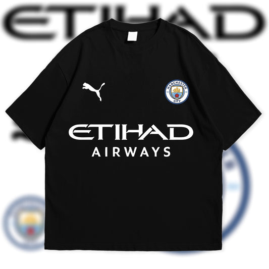 Manchester City Black and Cream T-Shirt