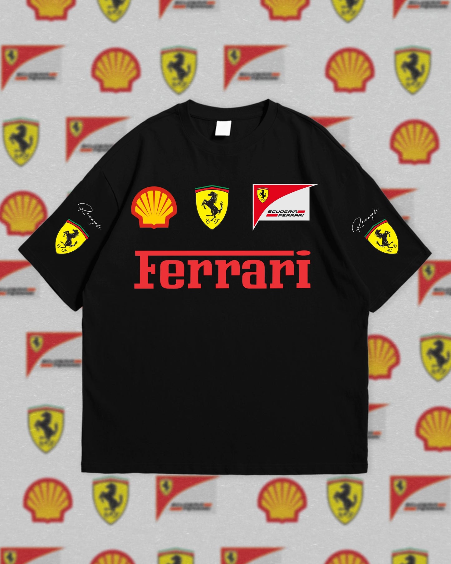 Ferrari Drop Shoulder T-shirt Round Neck