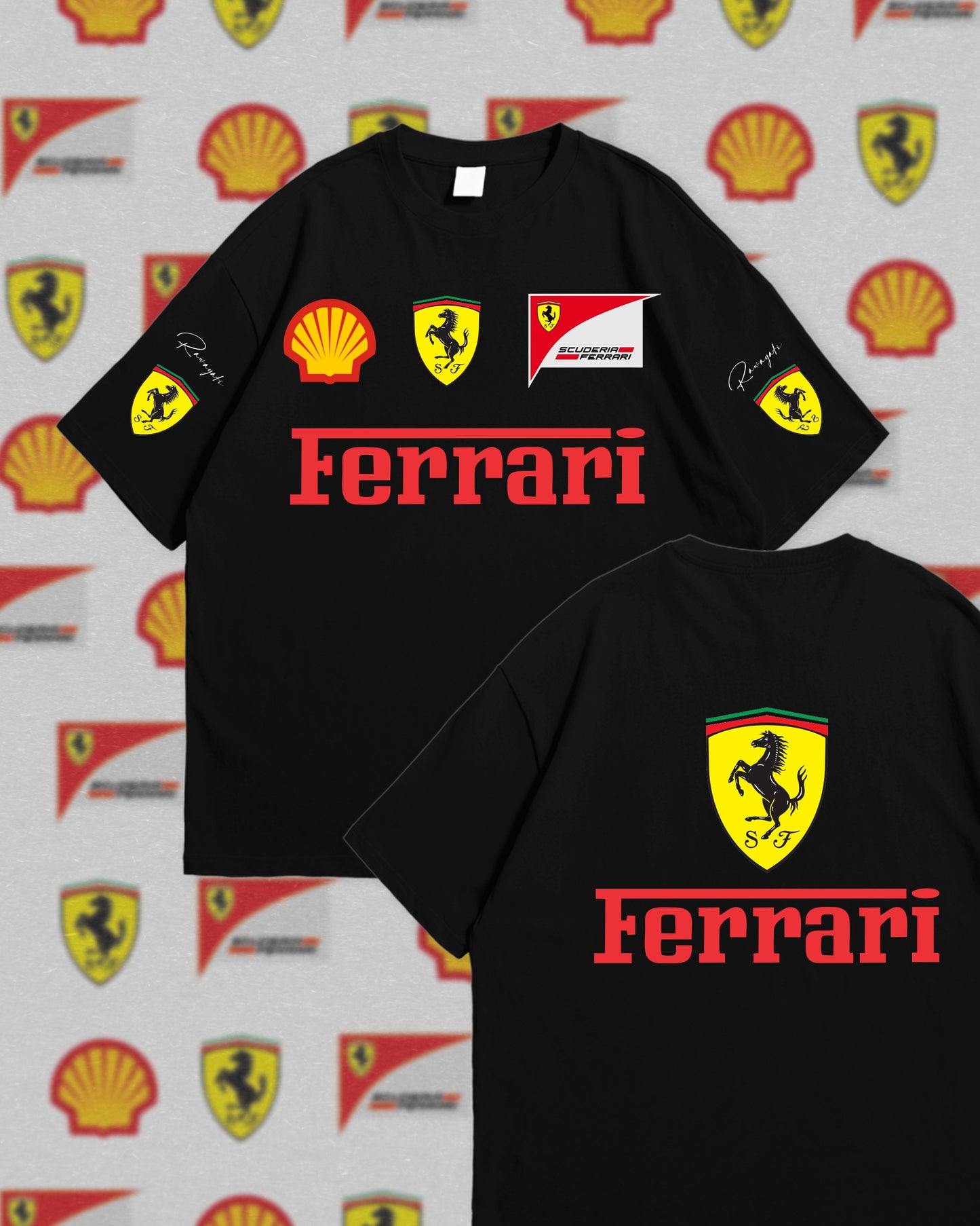 Ferrari Drop Shoulder T-shirt Round Neck